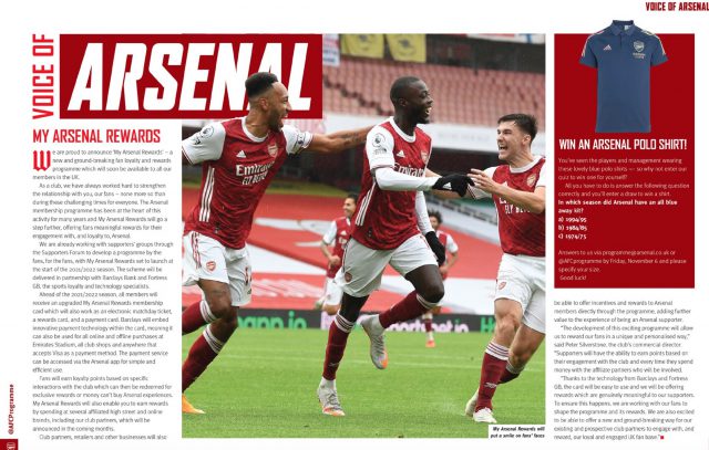 Fortress Featured in Arsenal Matchday Programme